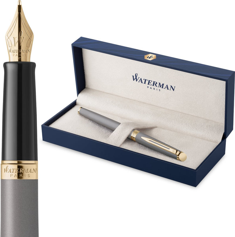Pluma estilográfica Waterman hemisferio | la versión sutil | gris piedra | punta mediana de acero inoxidable | con caja de regalo