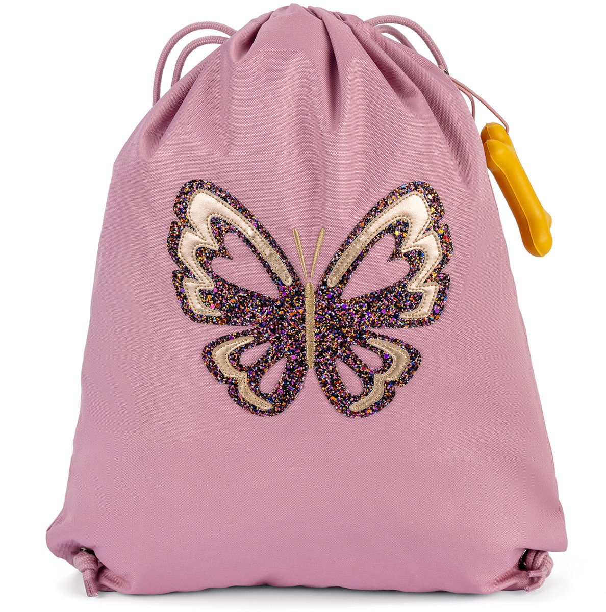 Pietre e ossa nocciola 4.0 - borsa da palestra - borsa da nuoto - materiale impermeabile - farfalla glitterata - lilla