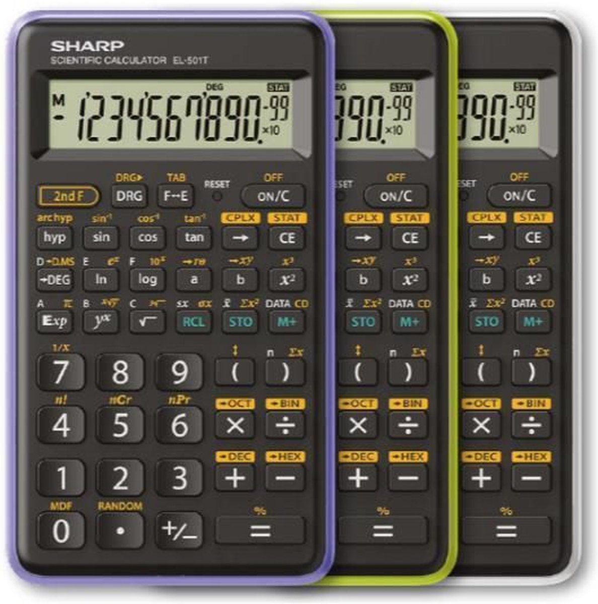 La calcolatrice tascabile Sharp el-501 t funziona a batterie, numero di posizioni del display: 12