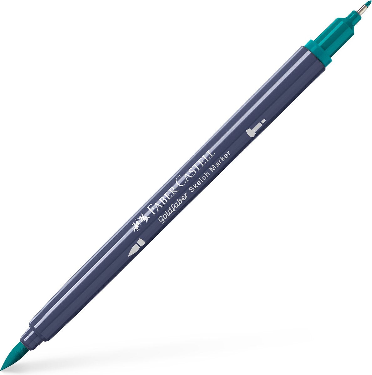 Pennarello per schizzi Faber-castell - goldfaber - 1 pezzo - 313 verde cobalto scuro - pennarello ad alcool - fc-164700