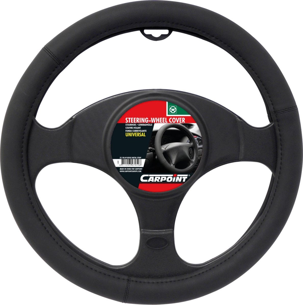 Carpoint stuurhoes mat zwart – diameter 37-39 cm – antislip – meer grip – comfort – universeel