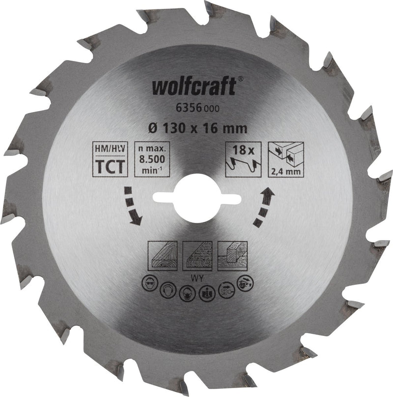 Wolfcraft - lama per sega circolare 130x16mm - 18 denti - lama per sega circolare - serie verde - 6356000