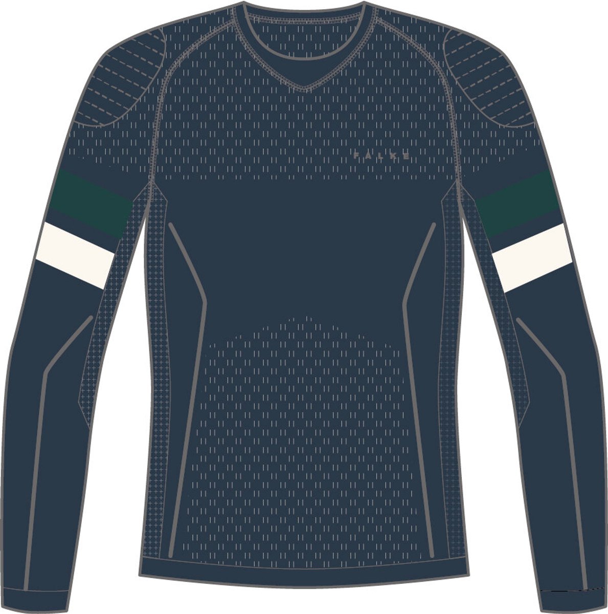 Falke maximum warm round neck sneldrogend functioneel materiaal functioneel shirt met lange mouwen heren blauw - maat xxl