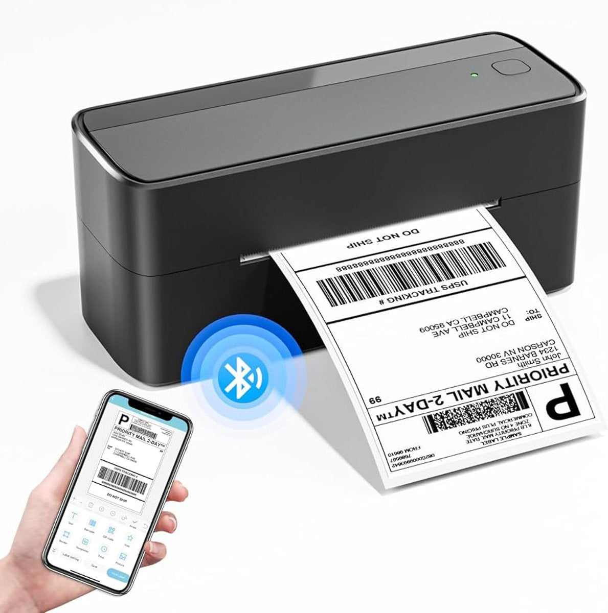 Phomemo 241bt - draadloze thermische label printer - grijs - 102 x 150 mm - geschikt voor postnl - dhl - dpd - ect - met app