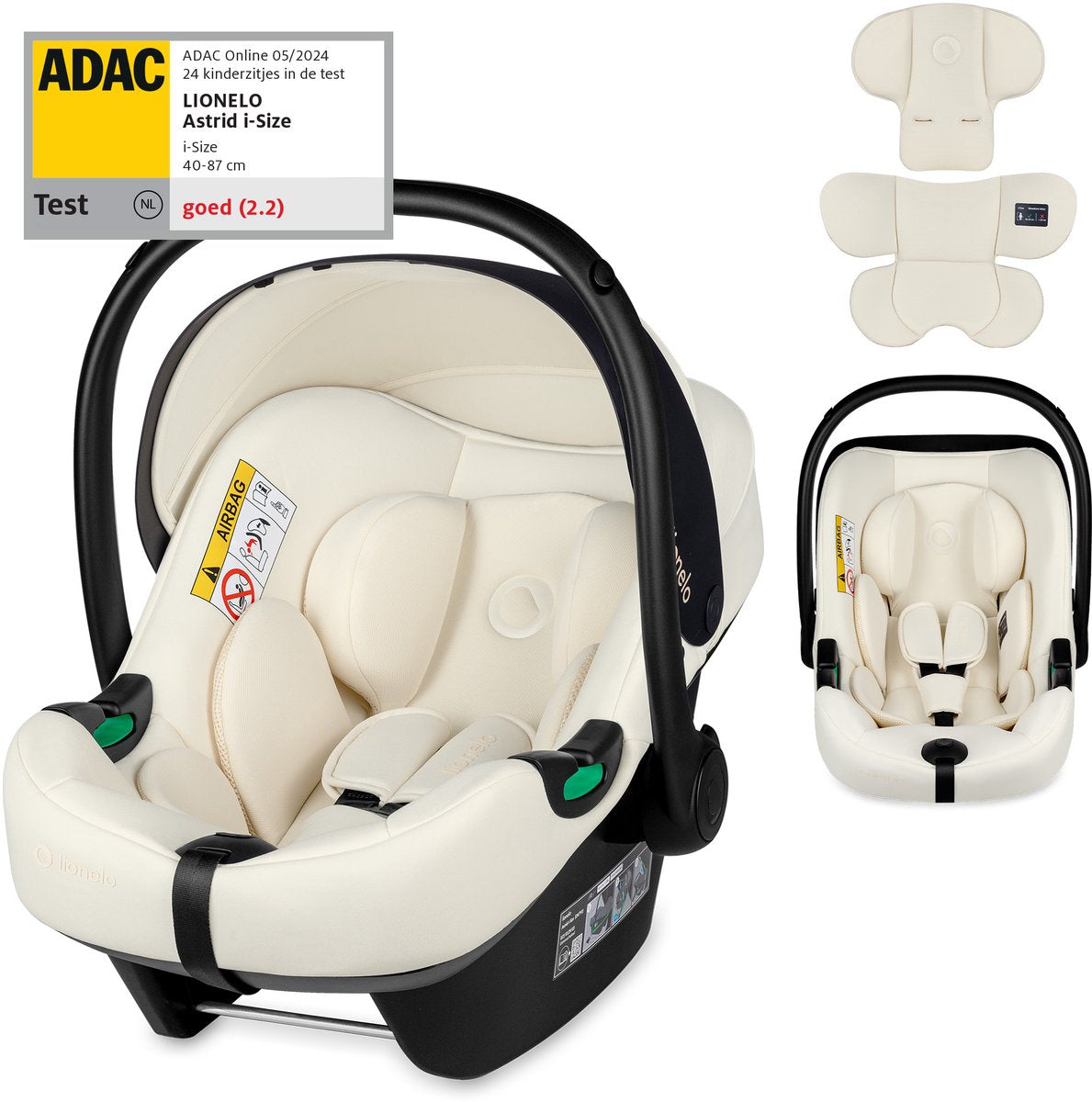 Lionelo Astrid i-size car seat – adac 5-star – 40-87 cm – rwf – memory foam – adjustable headrest (7 cm) – holmbergs belts – compatible with isofix-base stroller – i-size standard – light safe
