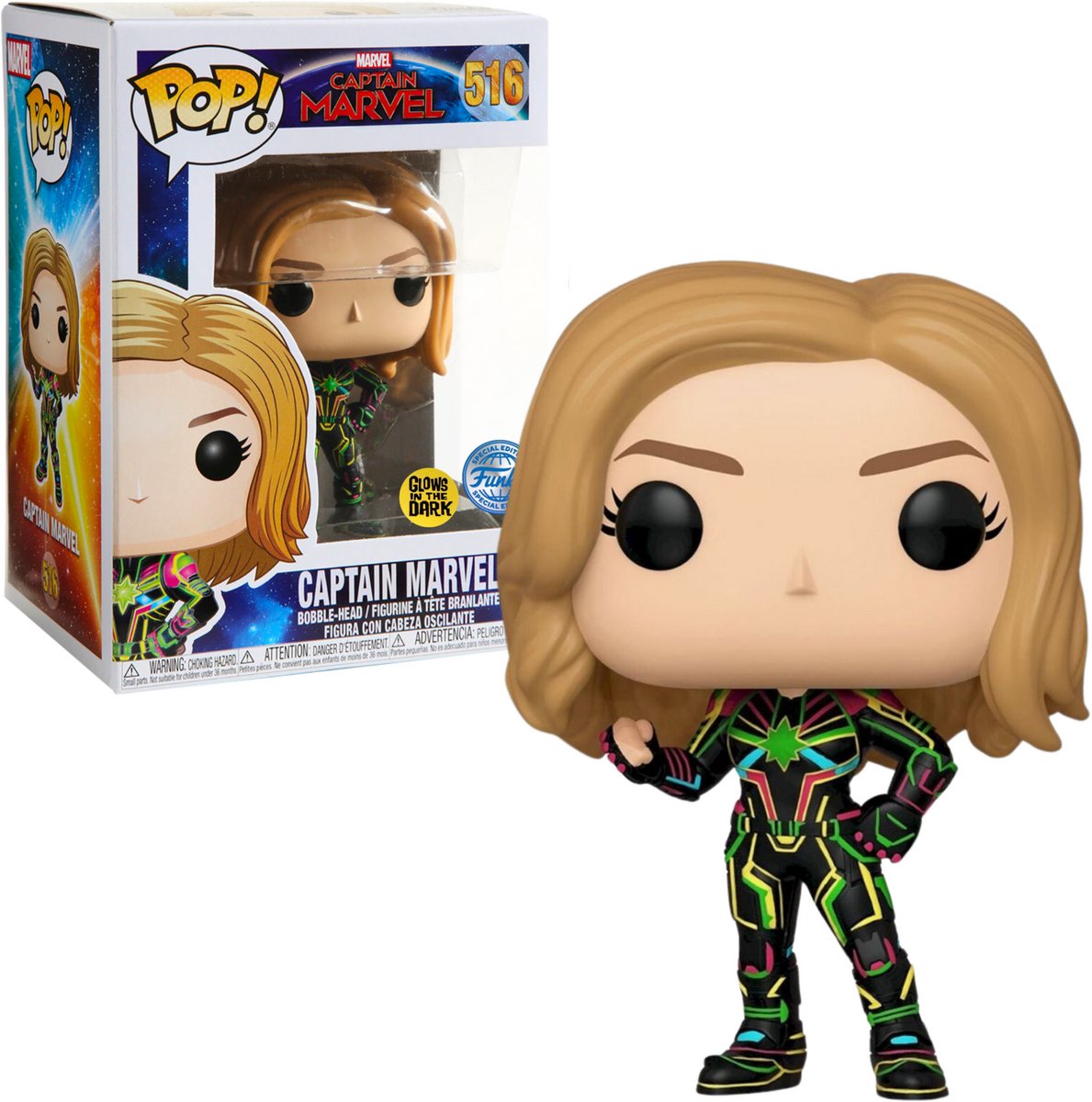 Funko pop! marvel: captain marvel - captain marvel (neon suit) (glow in the dark) (special edition)