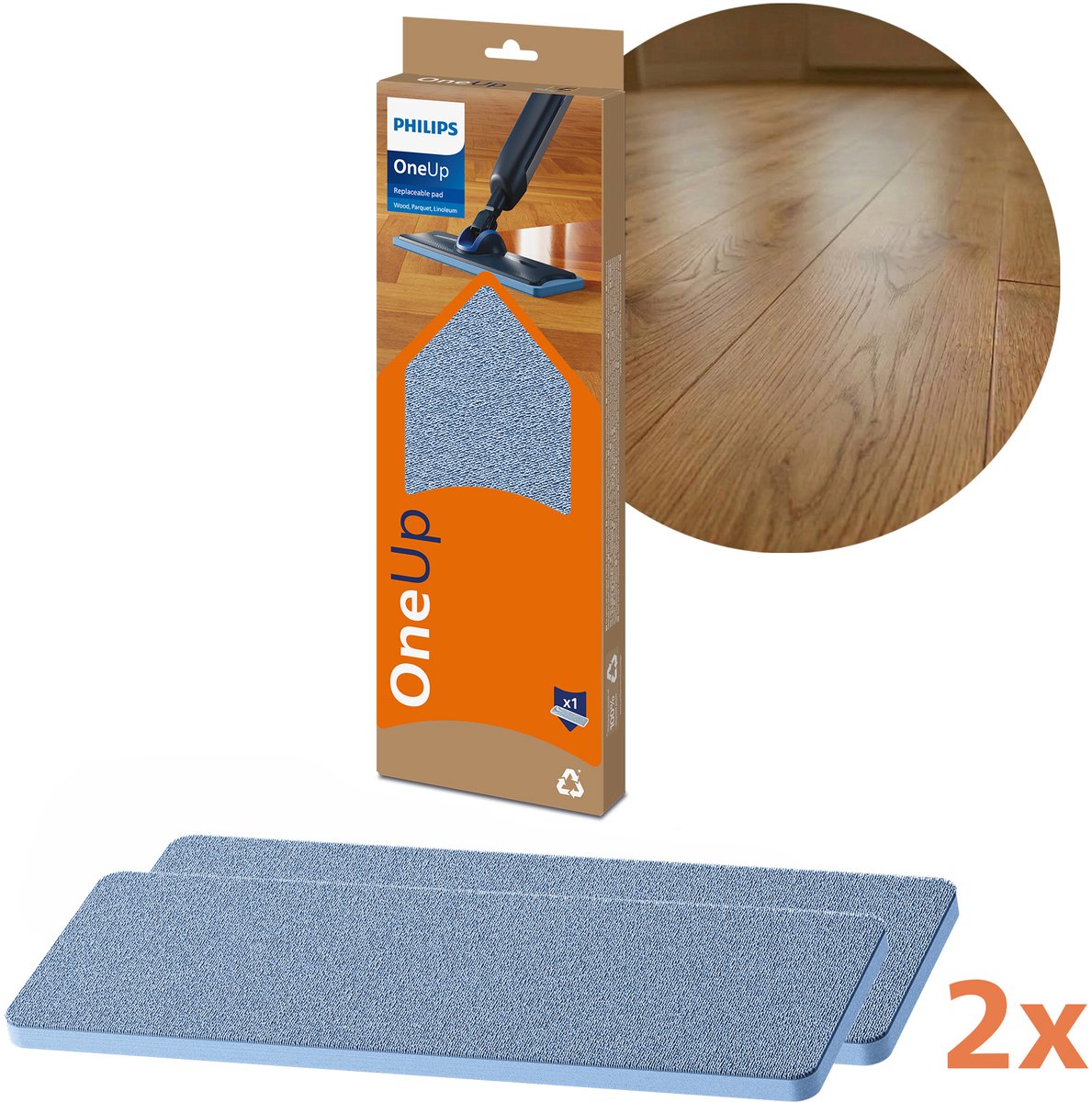 Philips oneup - trapeador reemplazable - original - para pisos de madera - 2 piezas - xv1884 20