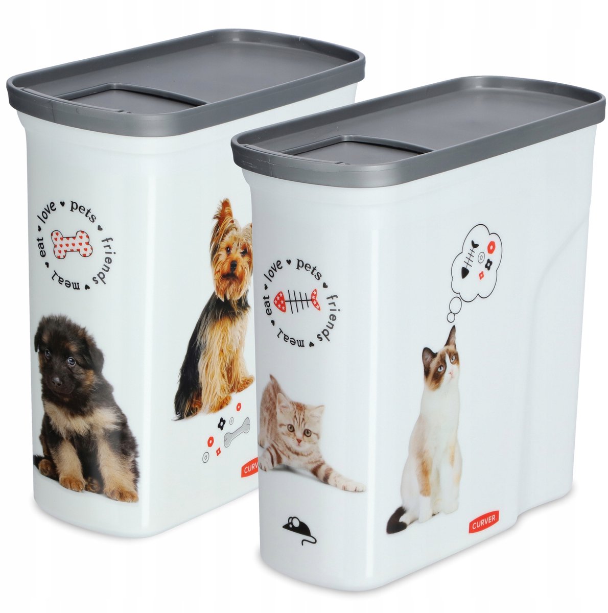 Contenitore per cibo Curver gatto - 2l - 21x9x20cm - bianco grigio