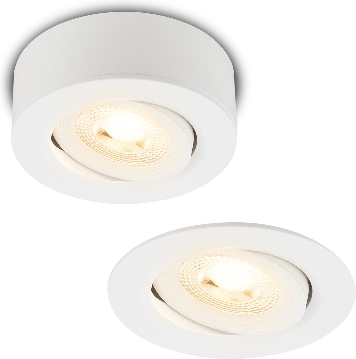Briloner desi – opbouwspot 2-in-1 – opbouw- of inbouwspot – kantelbaar – warm wit licht – wit – ø9 x 3 cm