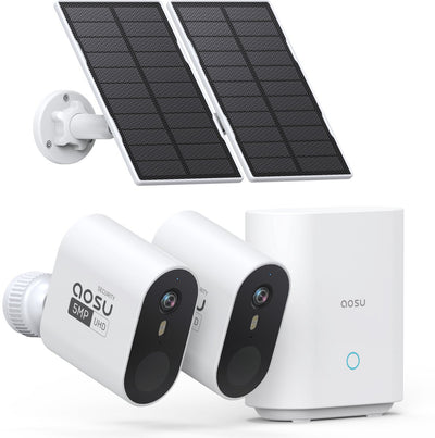 Aosu solarcam system max - 2 security cameras - 2k resolution - solar energy - wireless - 32GB