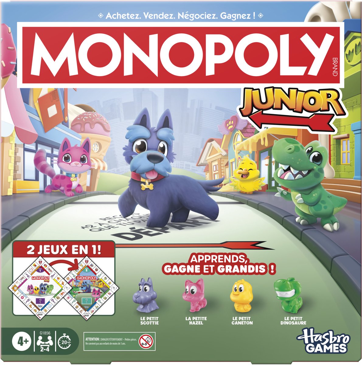 Monopoly junior-bordspel - 2 spellen in 1 - fransie editie