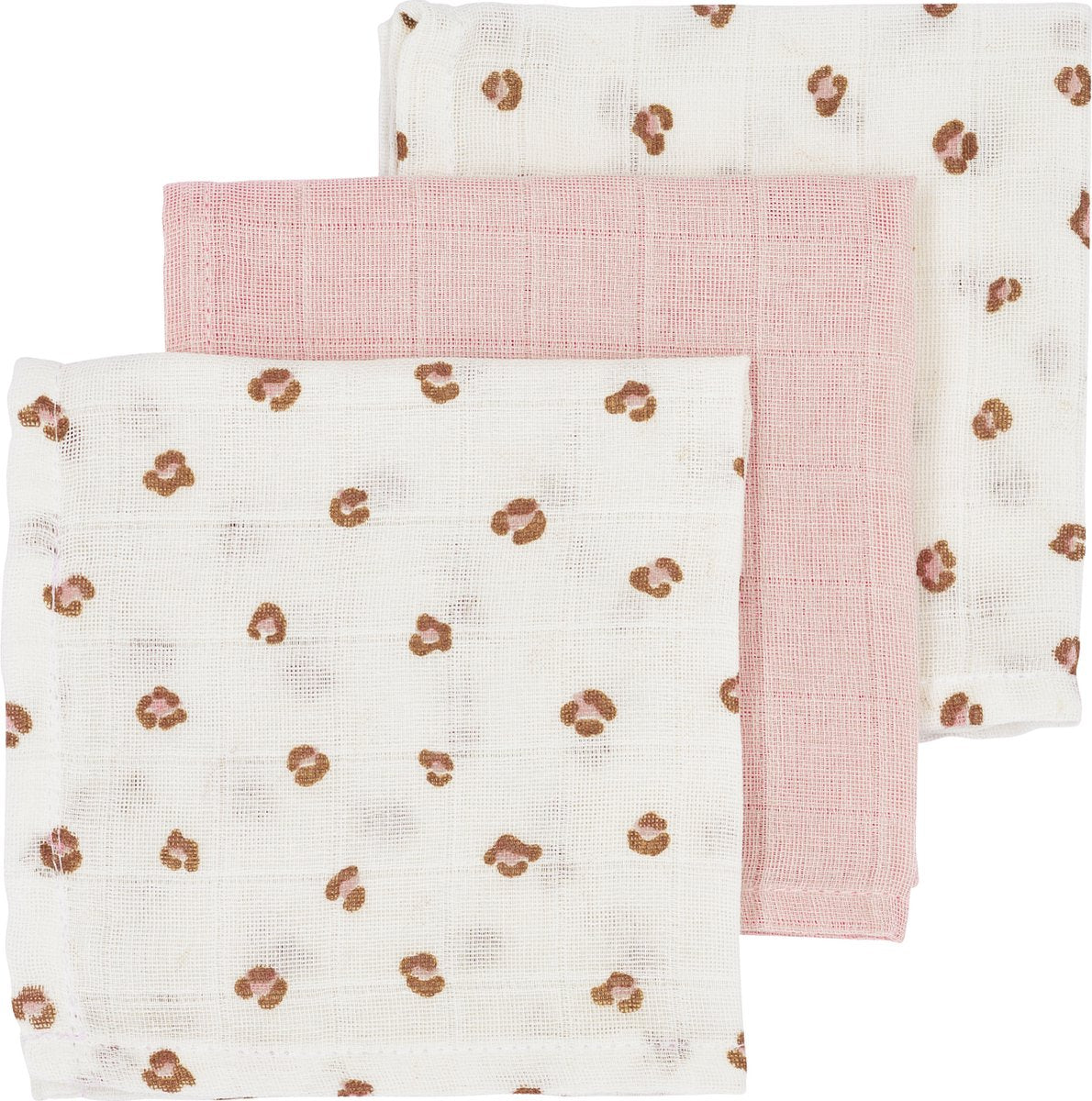 Meyco salviette per la bocca Baby Mini Panther - confezione da 3 - idrofile - rosa tenue - 30x30 cm