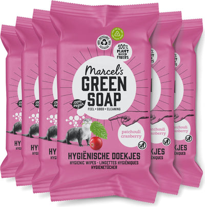 Marcel's green soap schoonmaakdoekjes - patchouli cranberry - 6 x 60 stuks