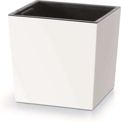 Prosperplast - square flower pot with insert - 29.5 cm x 29.5 cm x 29 cm - white