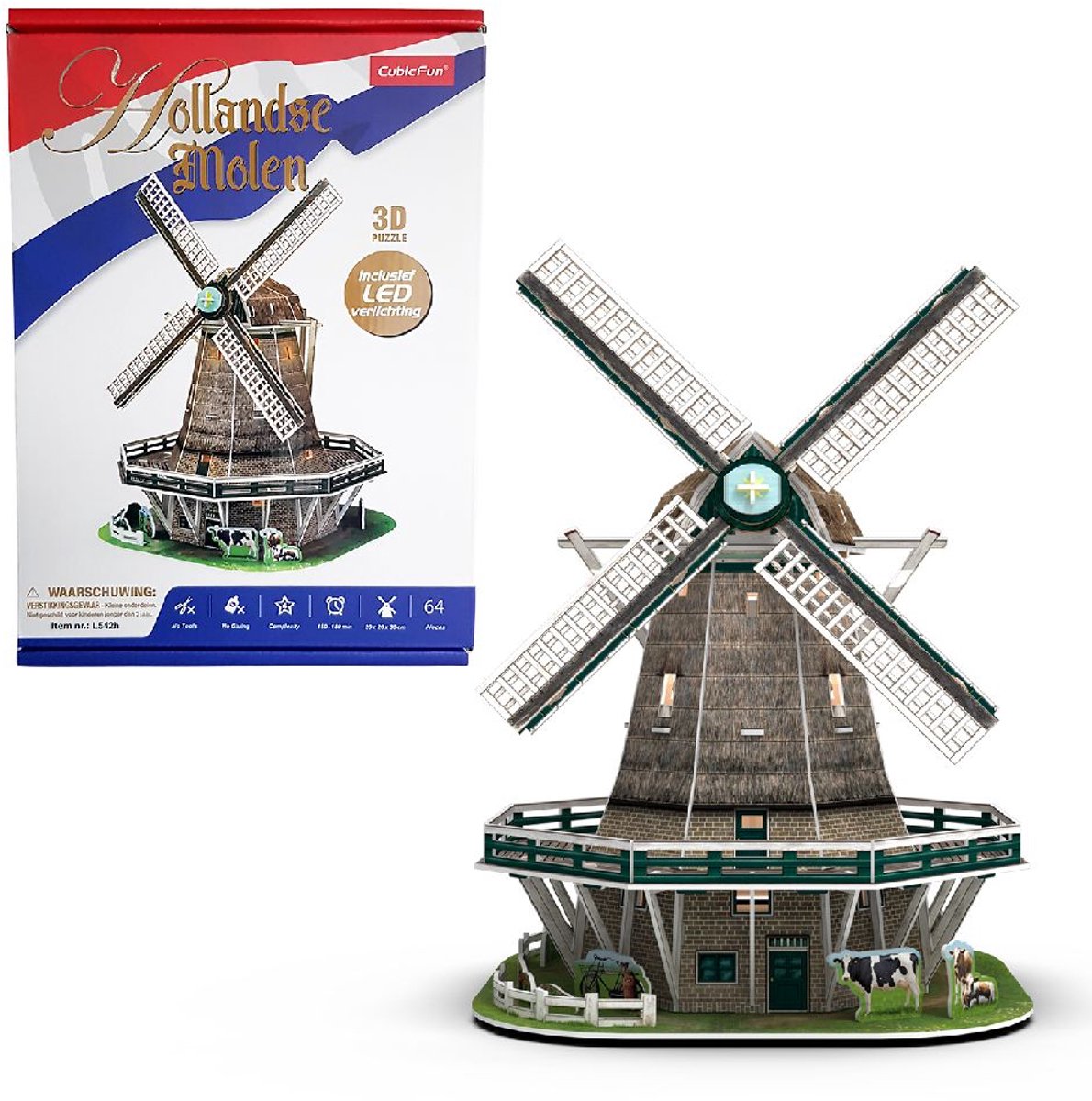 Cubic fun 3D puzzle mill LED - 65 pcs.