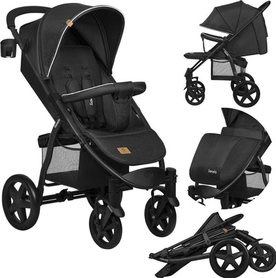 Passeggino Lionelo Annet Plus - leggero pieghevole - ruote grandi e solide con sospensione - incluso coprigambe, zanzariera portabicchieri - schienale poggiapiedi regolabile - passeggino dalla nascita fino a 22 kg - carrozzina
