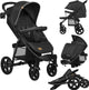 Passeggino Lionelo Annet Plus - leggero pieghevole - ruote grandi e solide con sospensione - incluso coprigambe, zanzariera portabicchieri - schienale poggiapiedi regolabile - passeggino dalla nascita fino a 22 kg - carrozzina