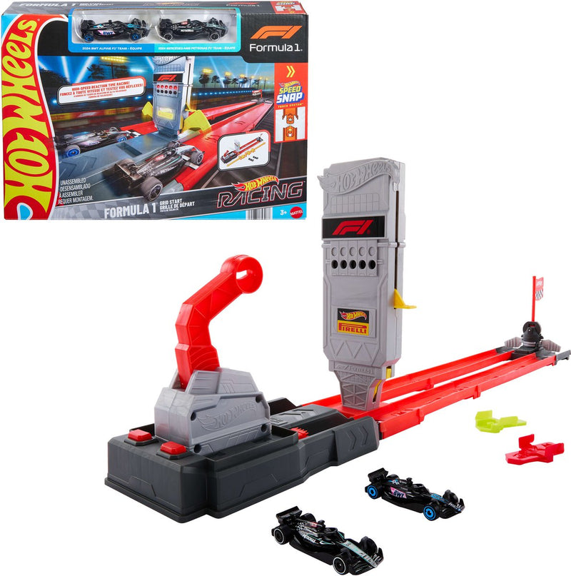 Set pista di partenza Hot Wheels Racing Formula 1 e 2 auto F1 in metallo
