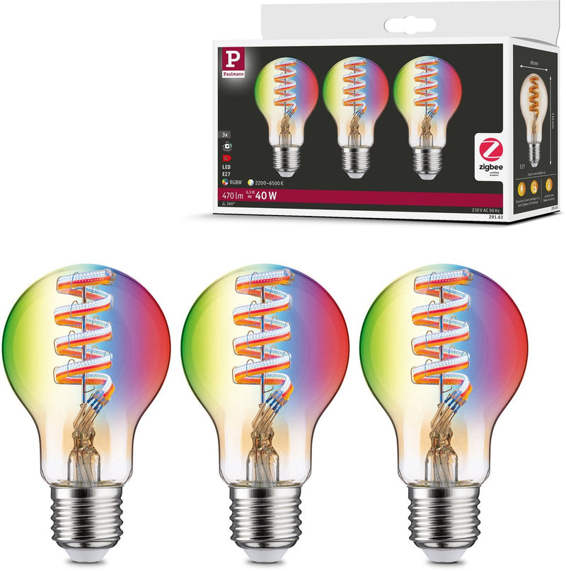 Paulmann Filamento 230 V Smart Home ZigBee 3.0 Bombilla LED E27 3x470LM 3x6,3W RGBW+ Regulable Oro