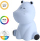 Eglo castellino luce notturna ippopotamo bambini baby - wireless - 15 cm - blu - luce bianca rgb - ricaricabile - touch control