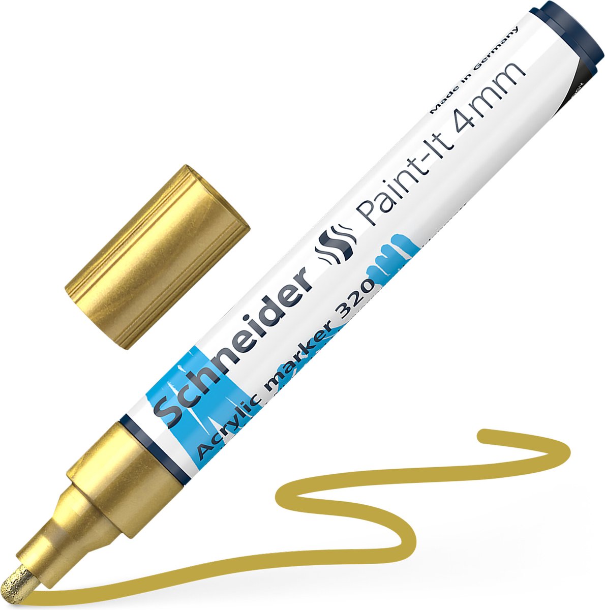 Schneider strumenti di scrittura pennarello acrilico schneider - paint-it 320 - larghezza di scrittura 4 mm - oro - s-120253