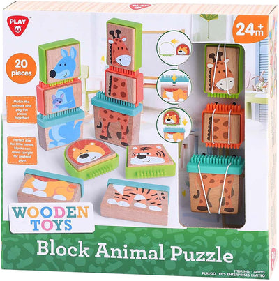 Gioca agli animali da puzzle a blocchi di legno, 20dlg.