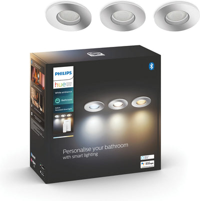 Philips Hue Adore bathroom recessed spotlight - warm to cool white light - 3-pack - 1 dimmer switch - chrome