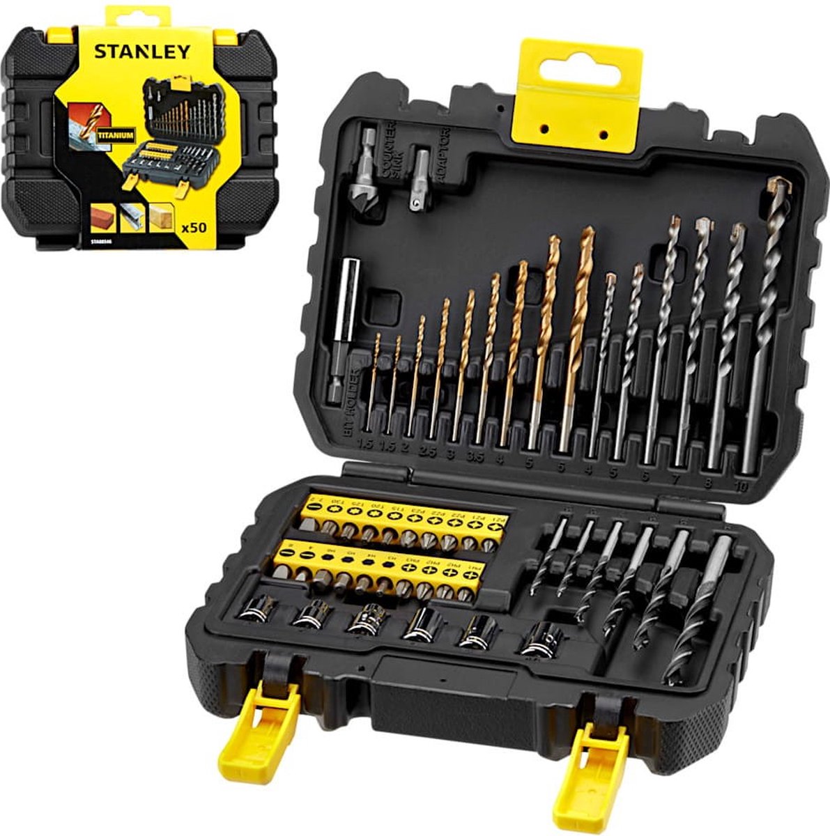 Accessori Stanley - Set trapano da 50 pezzi, punte per cacciavite e bussole sta88546-xj
