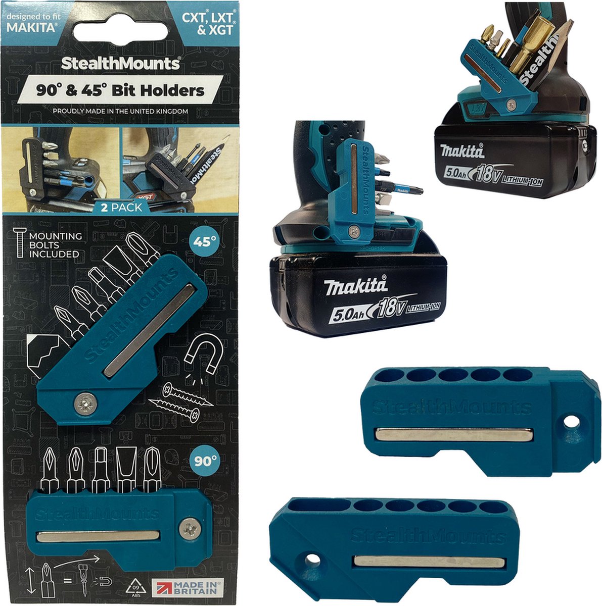 Portapuntas Stealthmounts 4590 para Makita | azul | 2 piezas - bh-mk-4590-blu