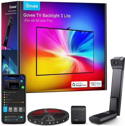 Govee TV Backlight 3 Lite 40–50 pollici - Striscia LED TV - RGBICW - Controllo app - Alexa Google - Compatibile con Matter