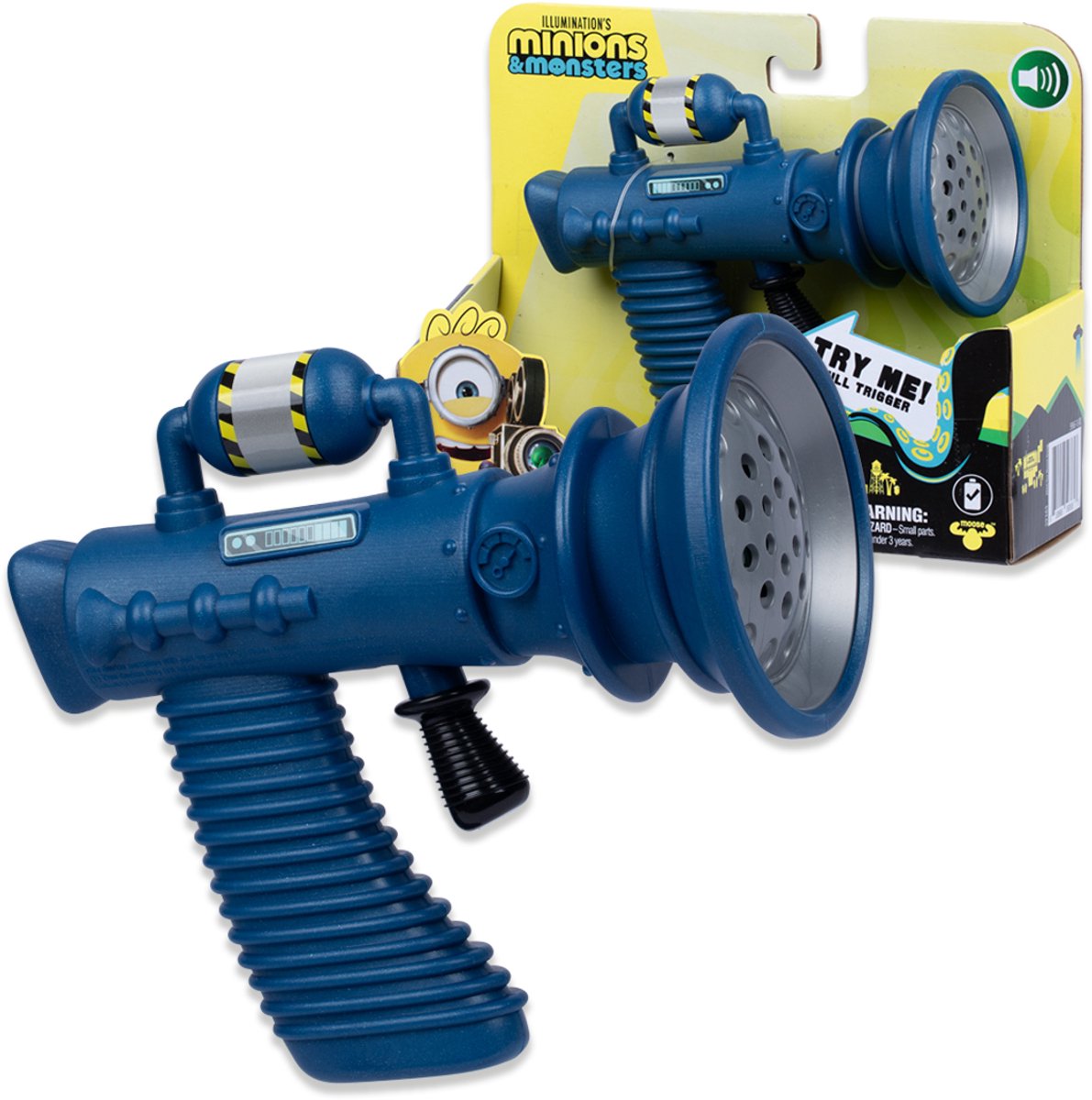 Moose Toys Illumination's Minions Monsters Mini Fart Blaster - con 8 divertidos sonidos de pedos