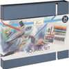 Nassau fine art aquarelverf startersset 34pcs - giftset met aquarelverf napjes, aquarelverf tubes, potloden penselen - hobbyverf voor volwassenen - schilderen voor volwassenen