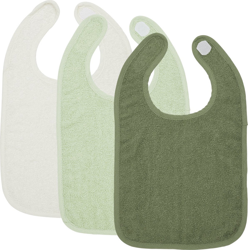 Bavaglino Meyco Baby Uni - Confezione da 3 - Spugna - Bianco sporco Verde tenue Verde foresta