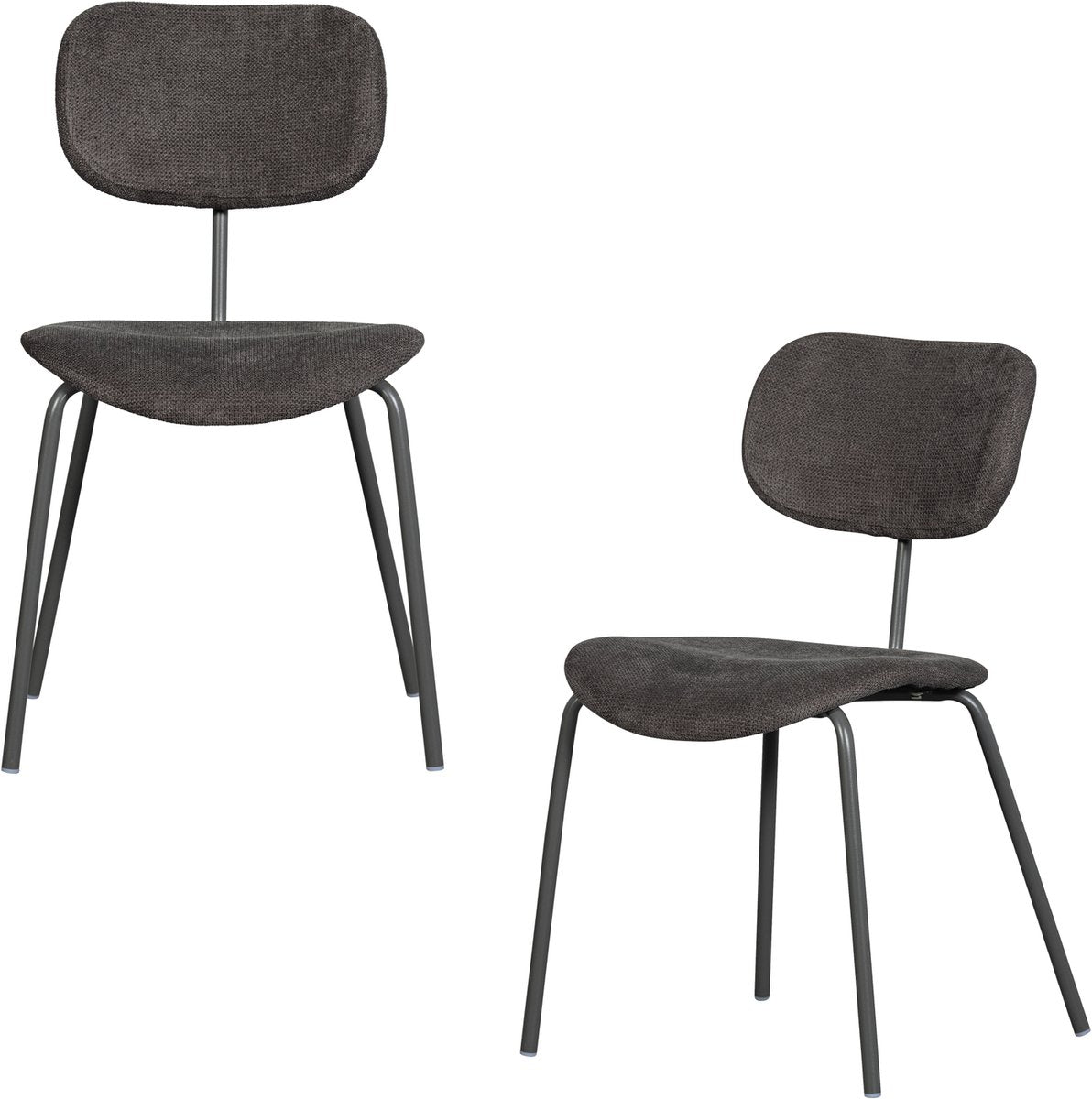 Woood link eetkamerstoelen - ribstof - bruin grijs - set van 2