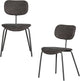 Woood link eetkamerstoelen - ribstof - bruin grijs - set van 2