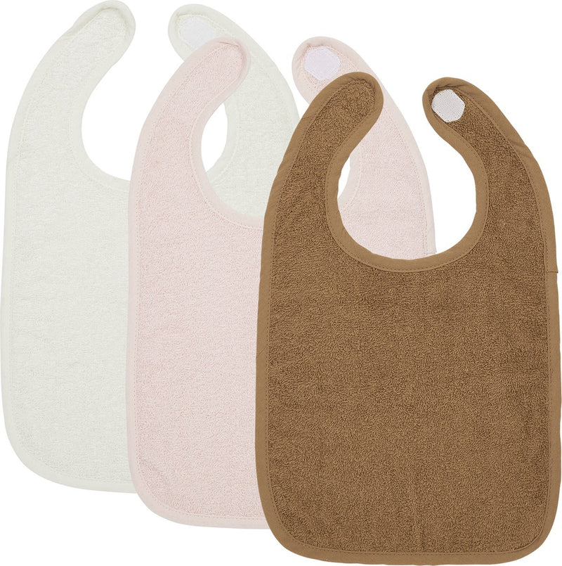 Bavaglino Meyco Baby Uni - Confezione da 3 - Spugna - Bianco sporco rosa tenue