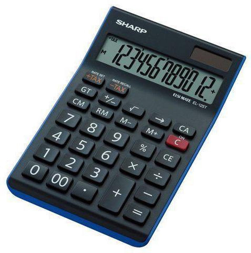 Calcolatrice Sharp - el125twh - nera - 12 cifre - 1 batteria lr44 - sh-el125twh