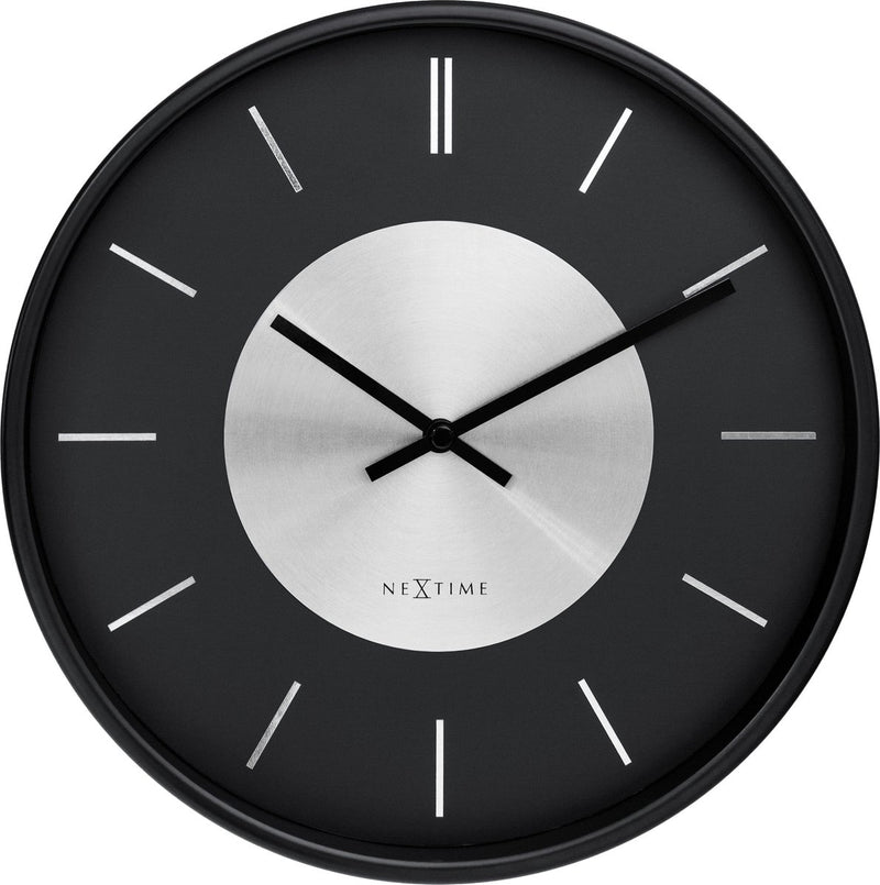 Nexttime retro ii – orologio da parete – 25 cm – metallo – nero argento – silenzioso