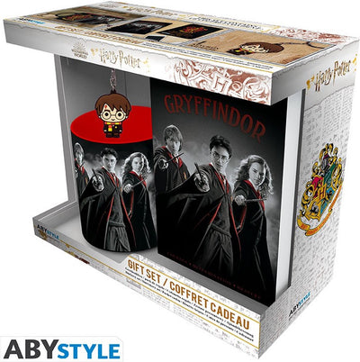 Abystyle harry potter - taza pc320ml + llavero + libreta harry ron hermion