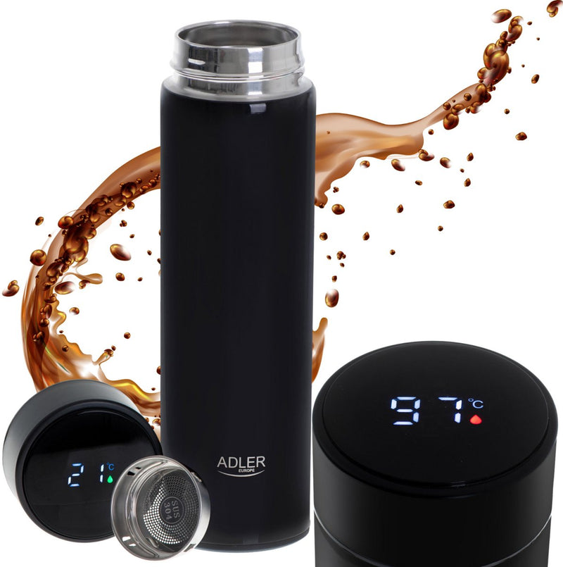 Adler tazza termica thermos 473ml LED con temperatura per caffè tè per auto | ad4506bk