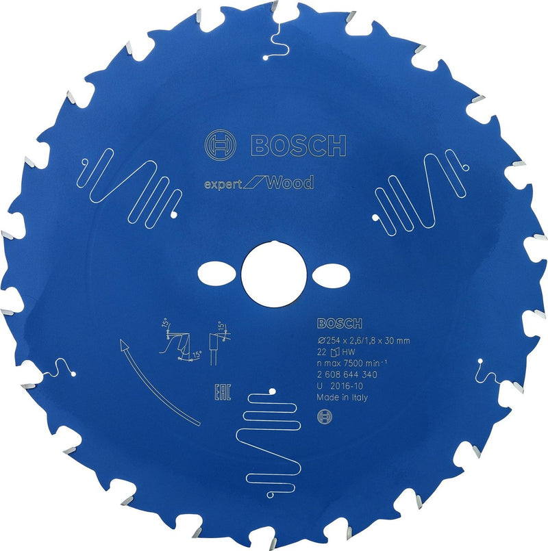 Cuchilla Bosch expert para madera 254x30x2,6 1,8x22 t