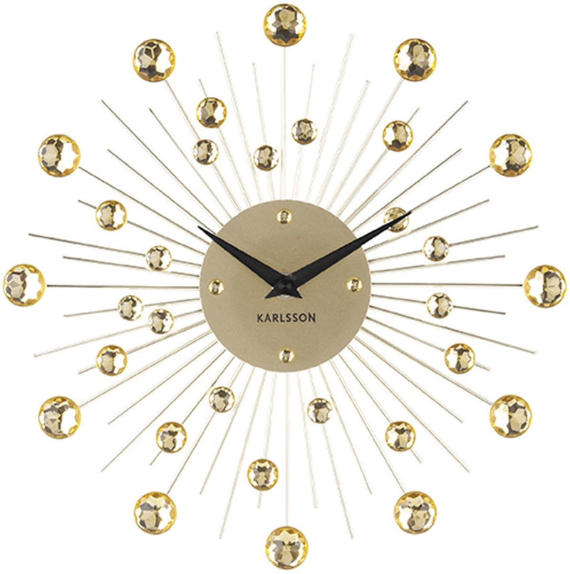 Reloj de pared Karlsson sunburst - cristal, oro - mediano - ø30cm - escandinavo
