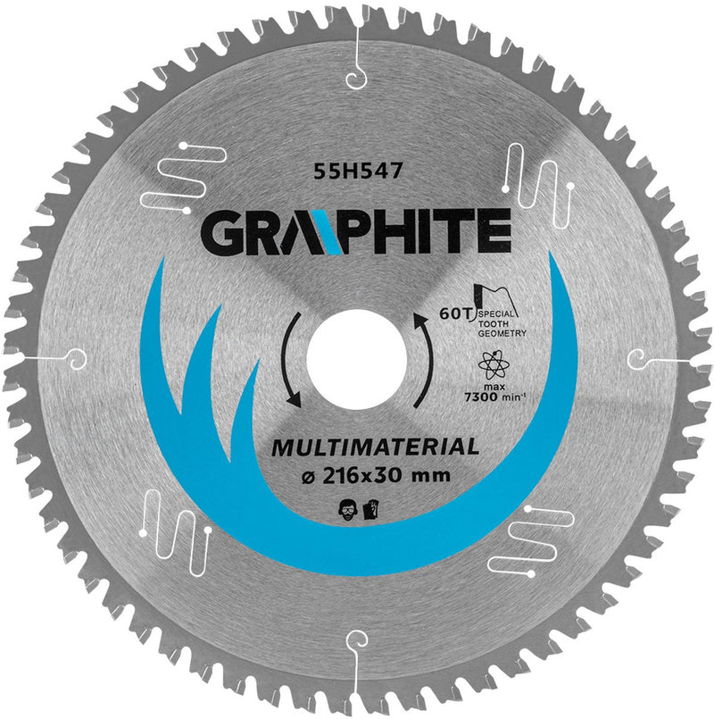 Tarcza de grafito - hoja de sierra ancha universal - 216 mm - 60 dientes - alta velocidad de corte