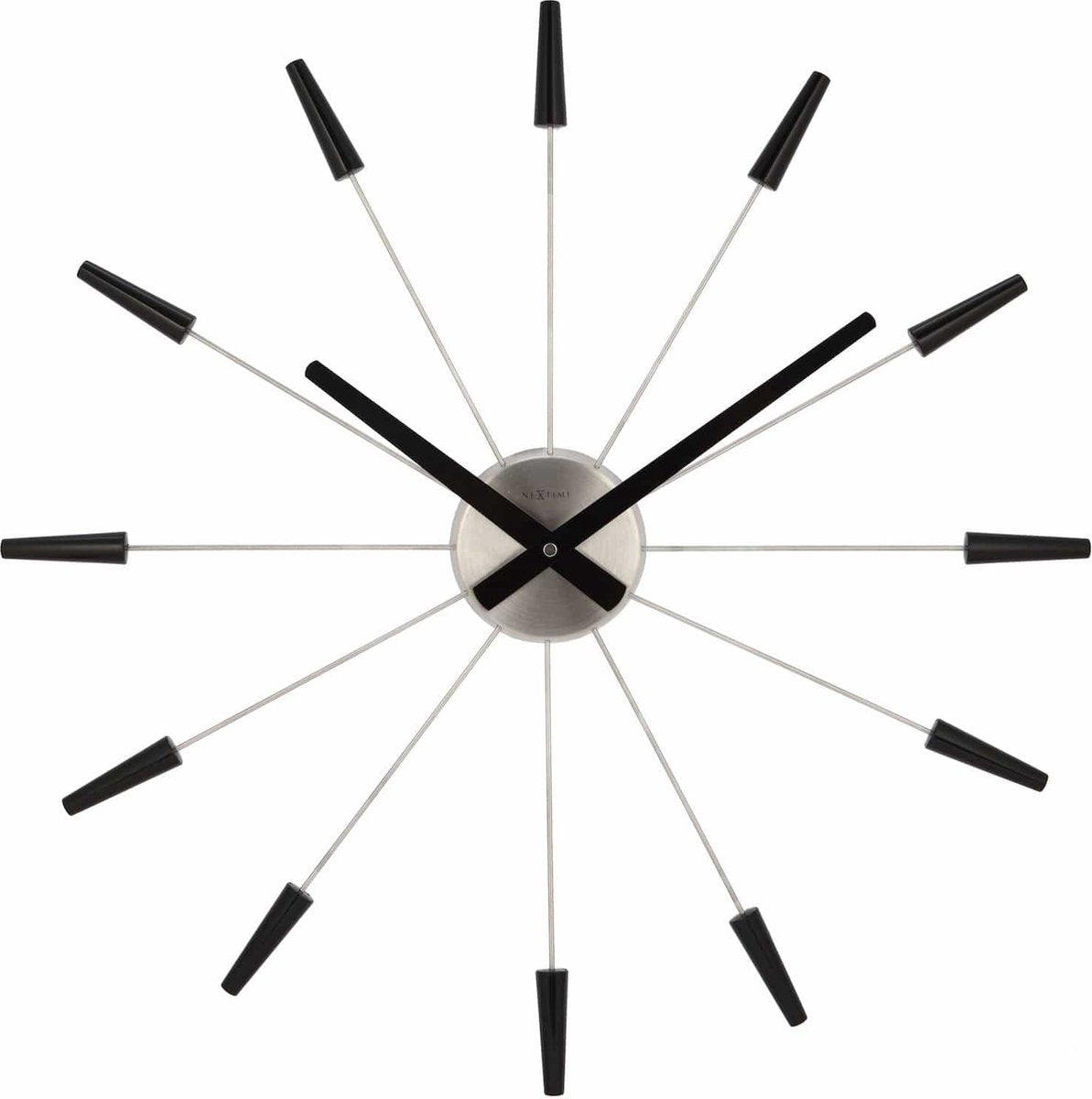 Nexttime plug inn – reloj de pared silencioso – 58 cm – metal – negro – diseño