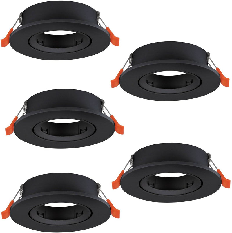 Eglo barranco inbouwspot - gu10 - ø 9 cm - zwart - set van 5 stuks - kantelbaar