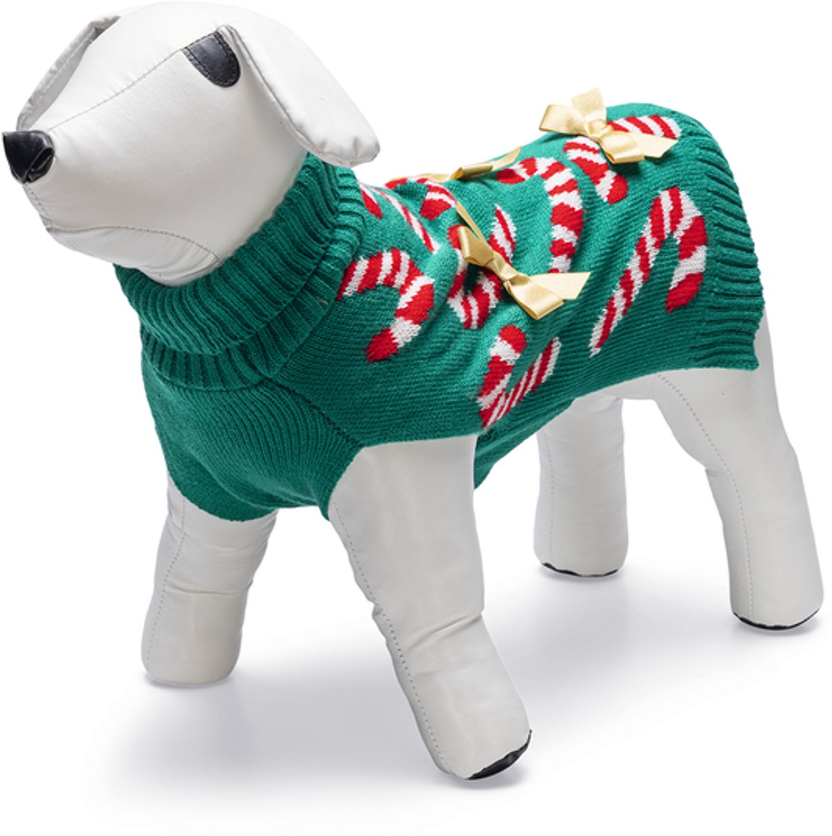 Beeztees kersttrui candy canes - hondentrui - polyester - groen - m- 33 cm