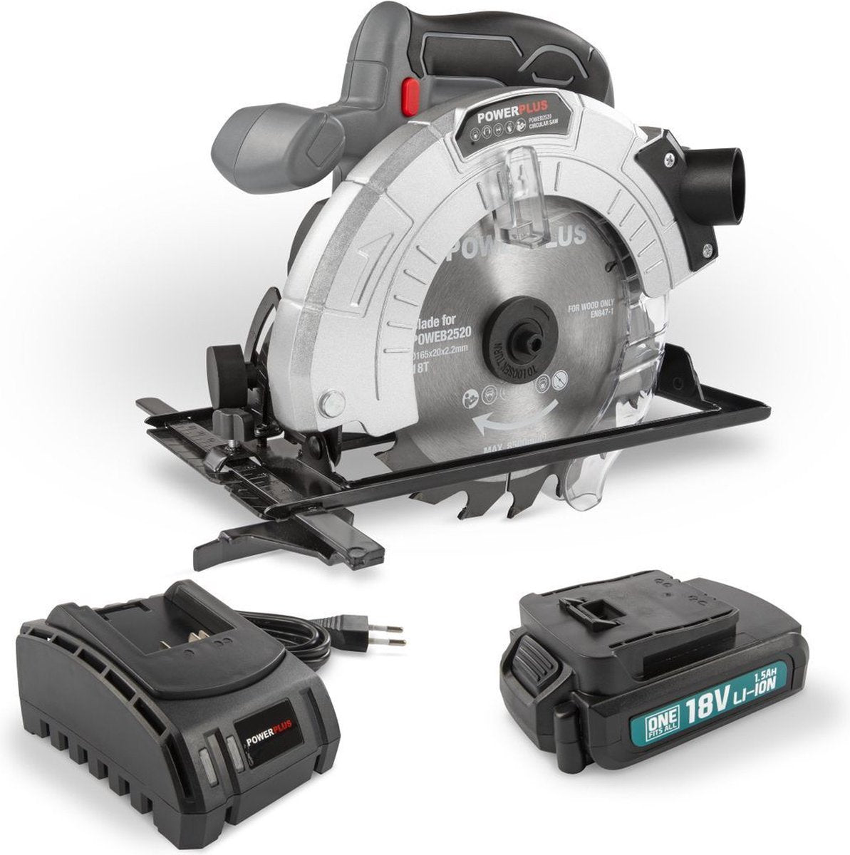 Sierra circular Powerplus powebcss1 - 18v ã˜ 165mm - incl. bateria 18v 1.5ah + cargador