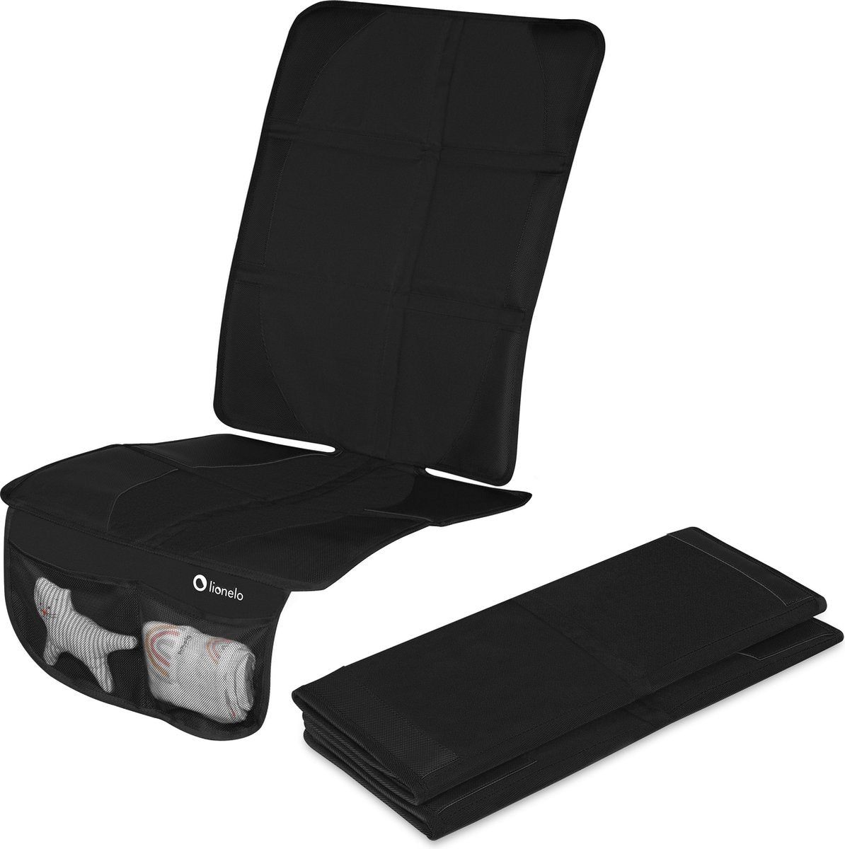 Lionelo sikker - tapete protector debajo del asiento - antideslizante, impermeable, a prueba de golpes, correas de montaje ajustables, compatible con isofix