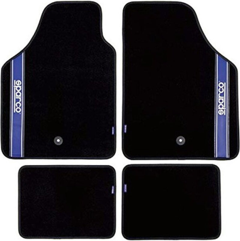 Tappetini per auto Sparco universali set da 4 - tessuto - nero con blu