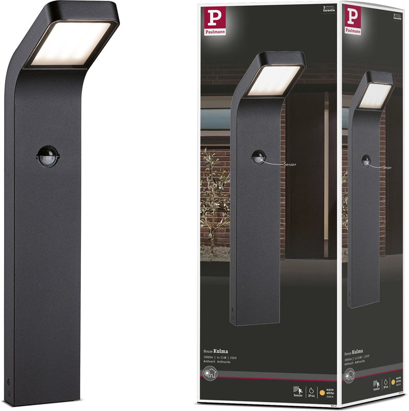 Baliza LED Paulmann Kulma detector de movimiento (IR) controlado por crepúsculo resistente al agua de mar IP44 500 mm 3000K 7,5W 500LM 230V aluminio antracita
